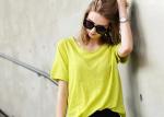 100% Cotton Women's T - Shirts Loose Fashion Color Double Car Line Charm