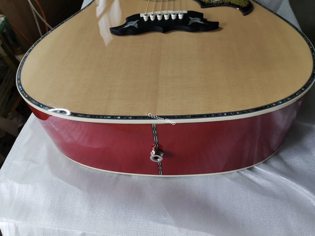 Custom Dark Brown Burst Solid Wood OM-42 / 45 Style Acoustic Guitar