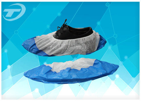 Food Processing Disposable Anti Skid Shoe Covers PP+CPE Coated Non Woven