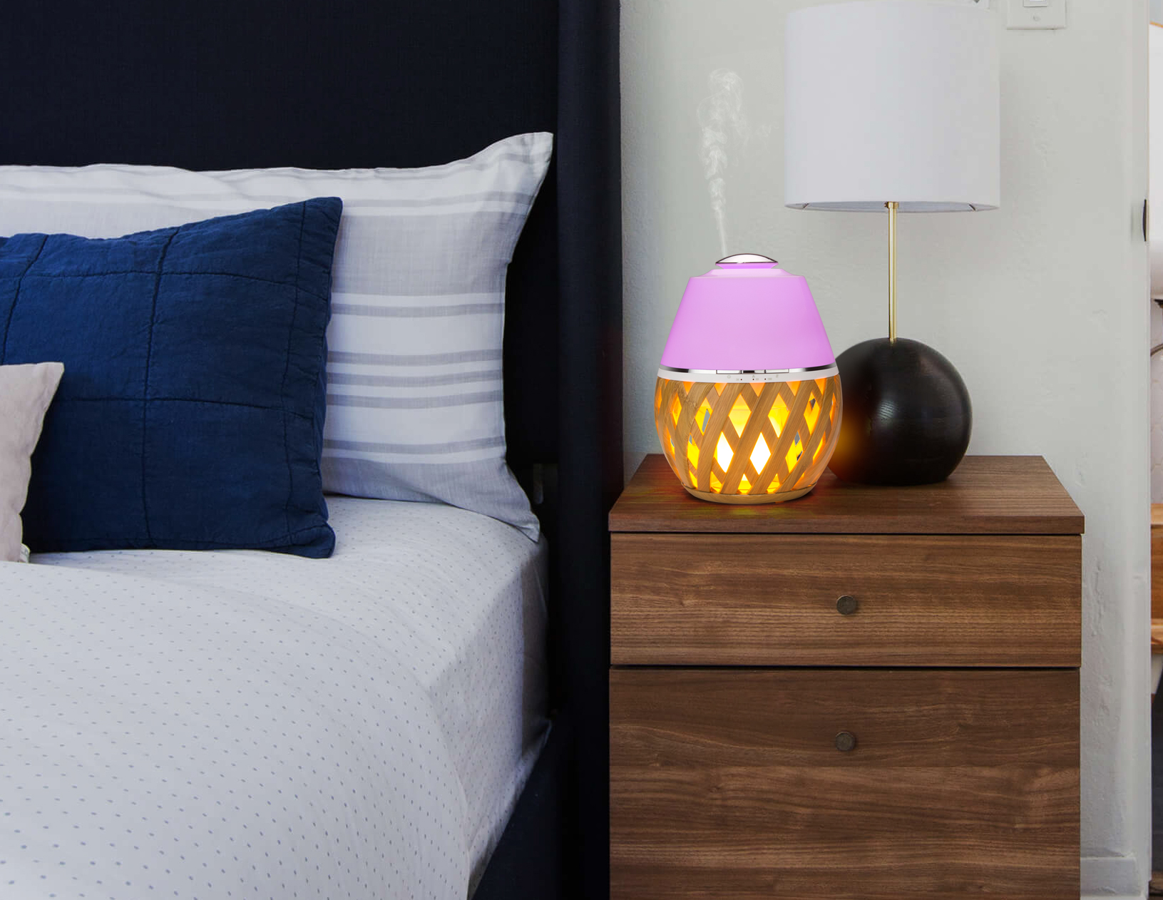 Bamboo Ultrasonic 24V 150ml Wood Grain Aromatherapy Diffuser