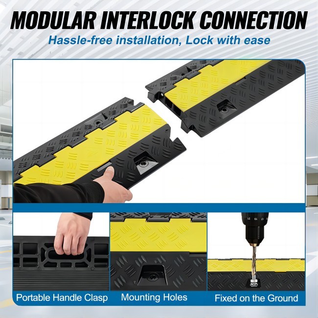 Outdoor Cable Protector Rubber Speed Hump 2 Channel Low Profile Speed Bump