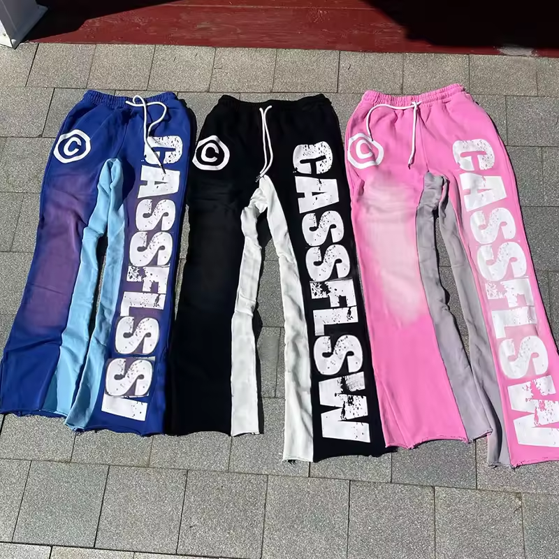 Streetwear 100% Cotton French Terry Flared Sweatpants with Customized Color Options