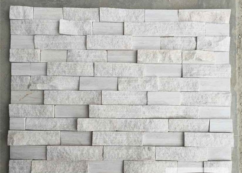 Natural Snow White Marble Stone Veneer Ledge Stone 60x15 40x15 Z Shape