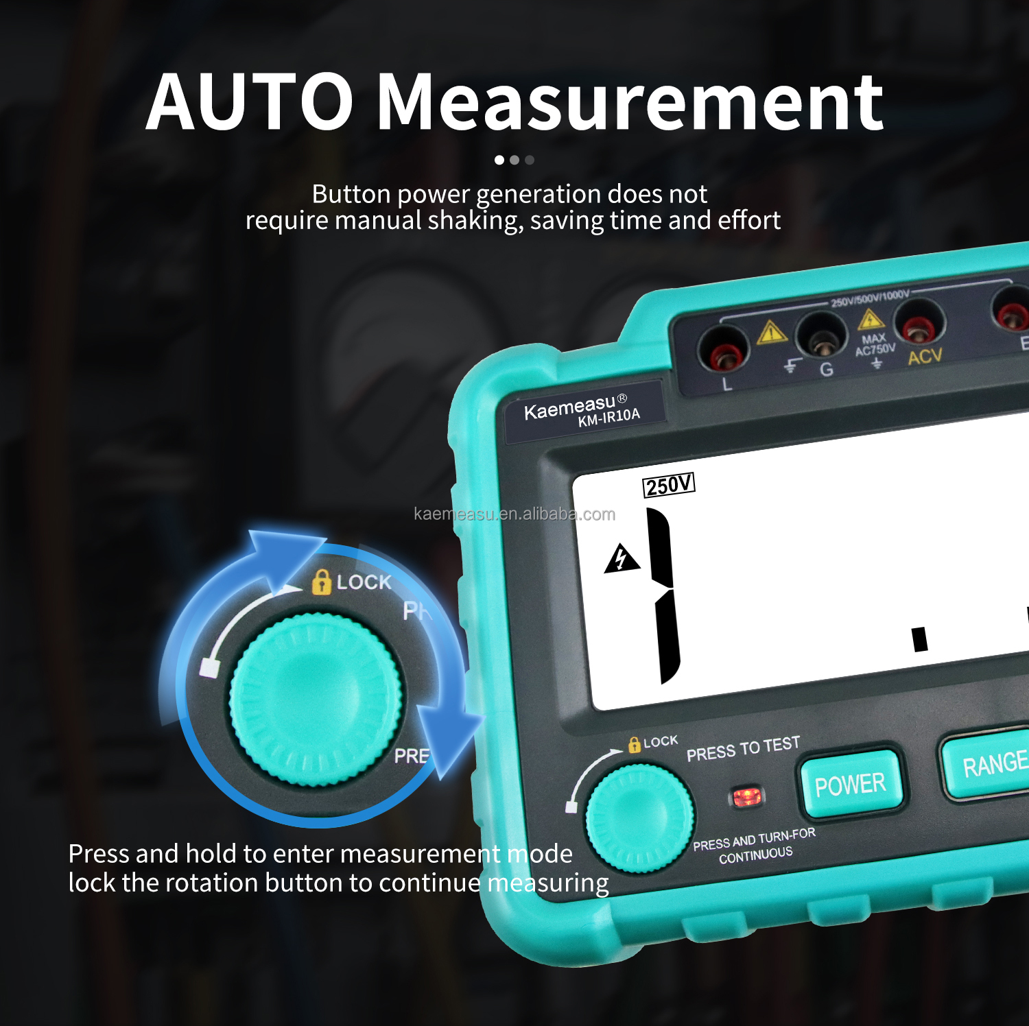 Digital Insulation Resistance Tester with Overload Protection and Measuring Range up to 2000MΩ Class 1 250V 500V 1000V
