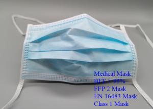 China Moisture Proof Disposable Medical Mask For Men / Women Adjustable Nose Piece wholesale