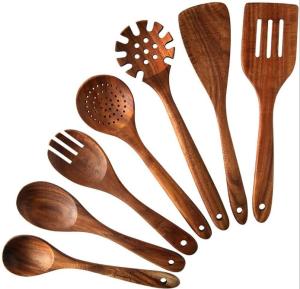 China Eco Friendly Teak Wooden Utensil Set Multifunctional OEM Available wholesale