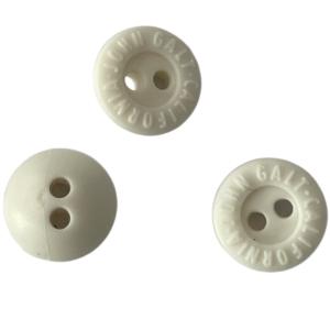 China 2 Hole Off White Rubber Buttons 11mm Engraved Logo Use On Sewing Clothing wholesale