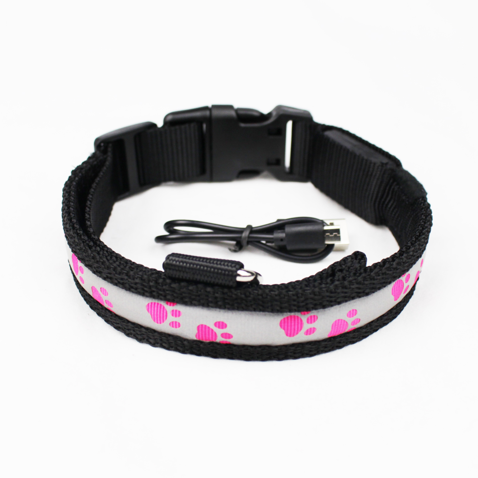 C903 Safety Nylon Webbing USB Rechargeable LED Pet Collar Leash Led Dog Collars in darkness