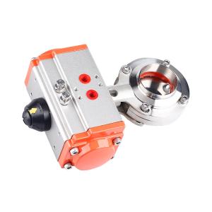China Food Grade Sanitary Stainless Steel 304/316l Pneumatic Actuated Welded Butterfly Valve High Temperature 2/3 inch wholesale