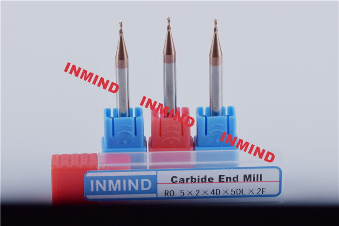 0.6mm SiN Coating HRC55 2 Flute Micro End Mill Ball Nose R0.25 / R0.3 mm