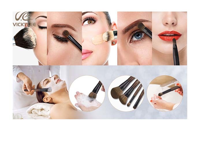 9 In1 Wooden Handle 7.4 inch Facial Makeup Brushes