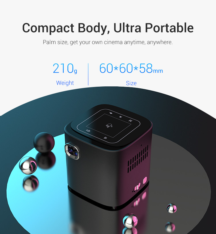 OEM Cube Mini Portable Projector Bluetooth With Touch Pad Outdoor Camping