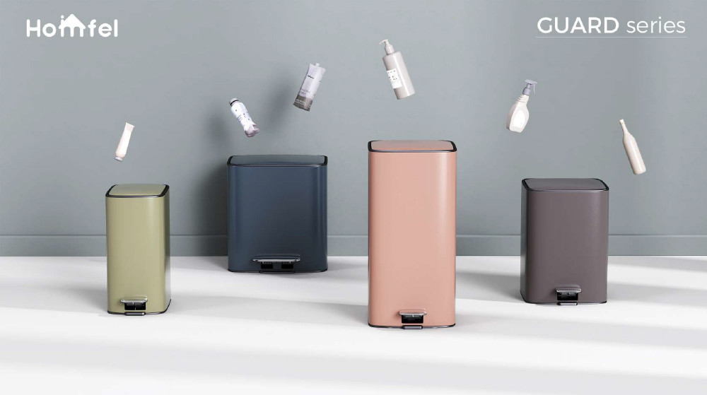 OEM Accepted 18L Rolling Cover Type Stainless Steel Trash Bin For Household Garbage Container