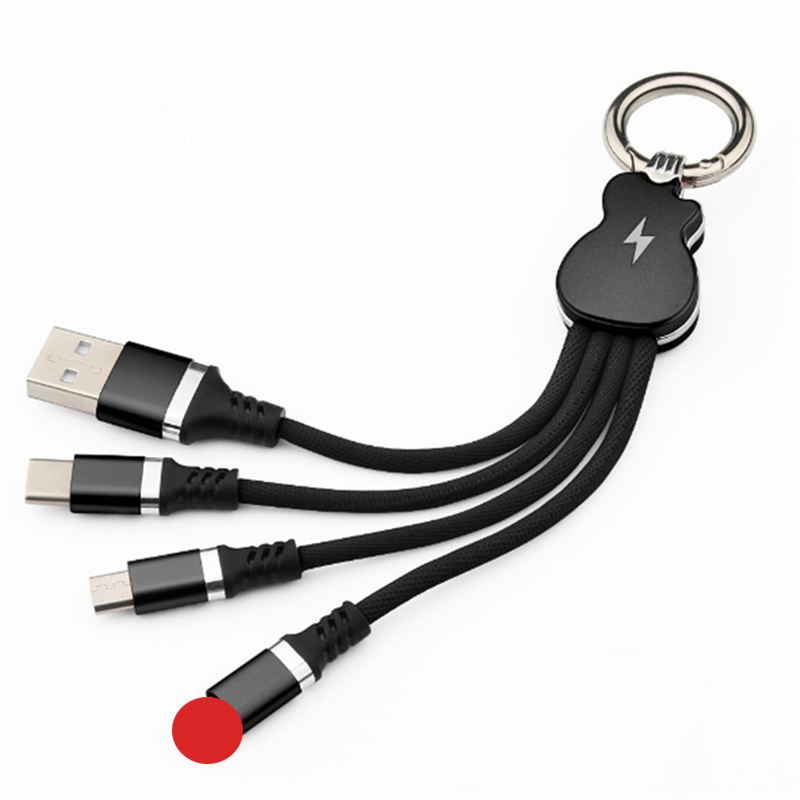 Sync 3 In 1 Keychain Cable For Samsung 2.4 A USB Cable IOS Android
