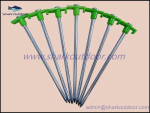 China Outdoor camping steel tent pegs with plastic header wholesale