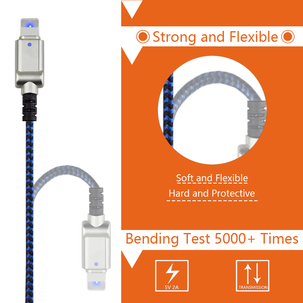 Dual Led Light USB Cable / Data Charging USB LED Rope Unique Design Customized