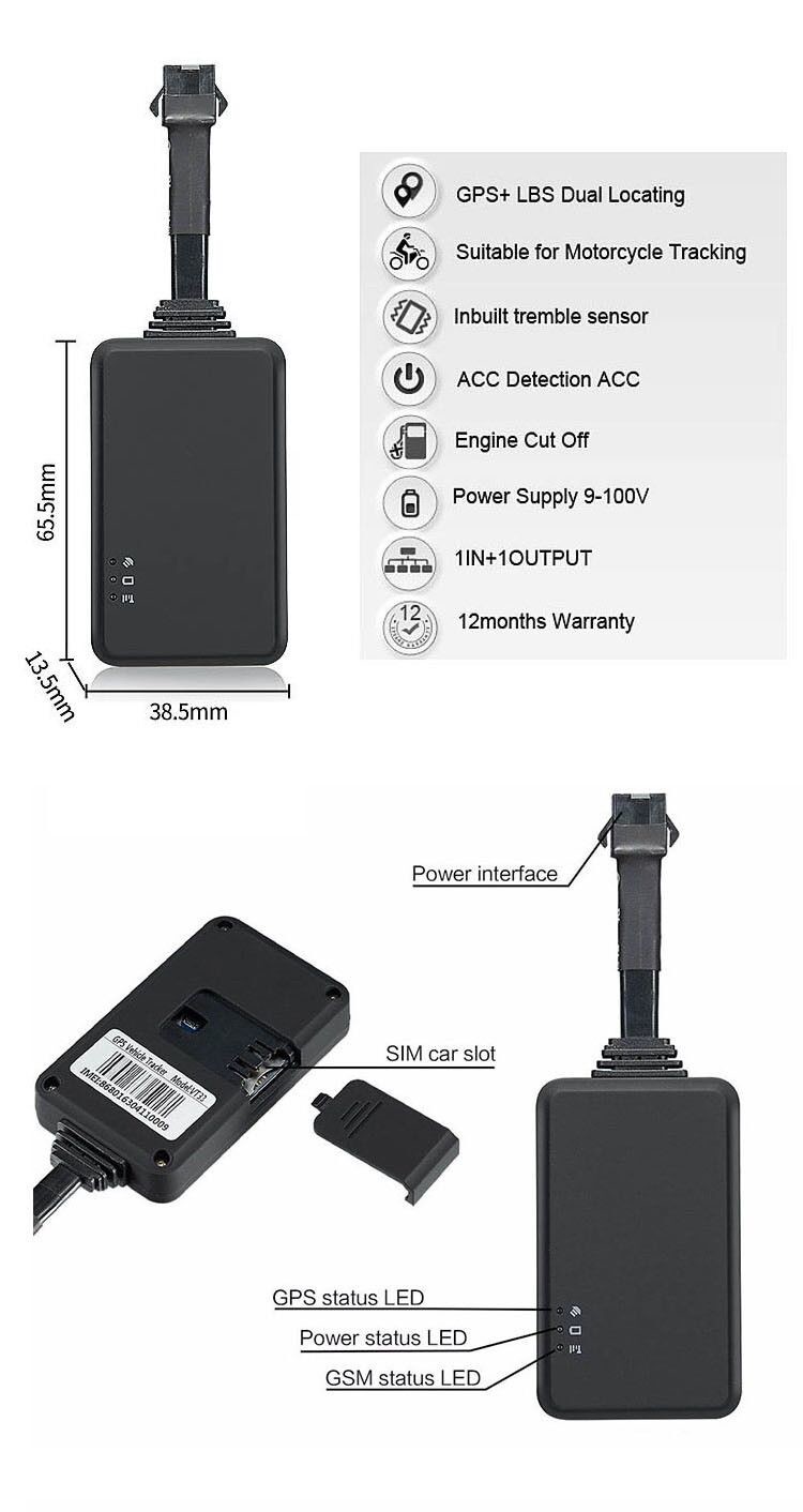 CDMA 12V Reset Alarm Motorcycle GPS Tracker / Mini Bike Tracker