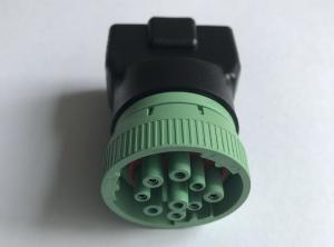China Green J1939 Deutsch 9 Pin Female to J1962 OBD2 OBDII 16 Pin Female Adapter wholesale