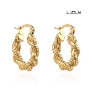 China Exaggerated Oversize K Gold Wave Earrings Irregular Stainless Steel Hoop Earrings wholesale