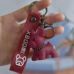PU Key Chain Ornaments , Resin pitbull dog keychain Electroplated 0.02kg
