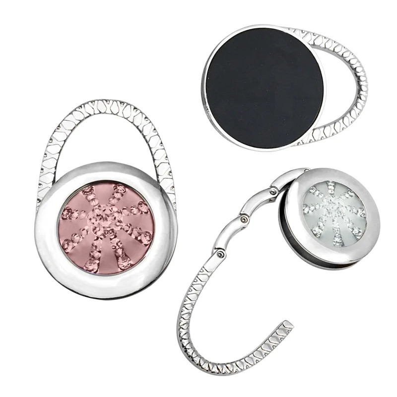 Metal Folding Portable Bag Hanger Table Hook Handbag Hanger Hook Diamond Pattern Purse Hook
