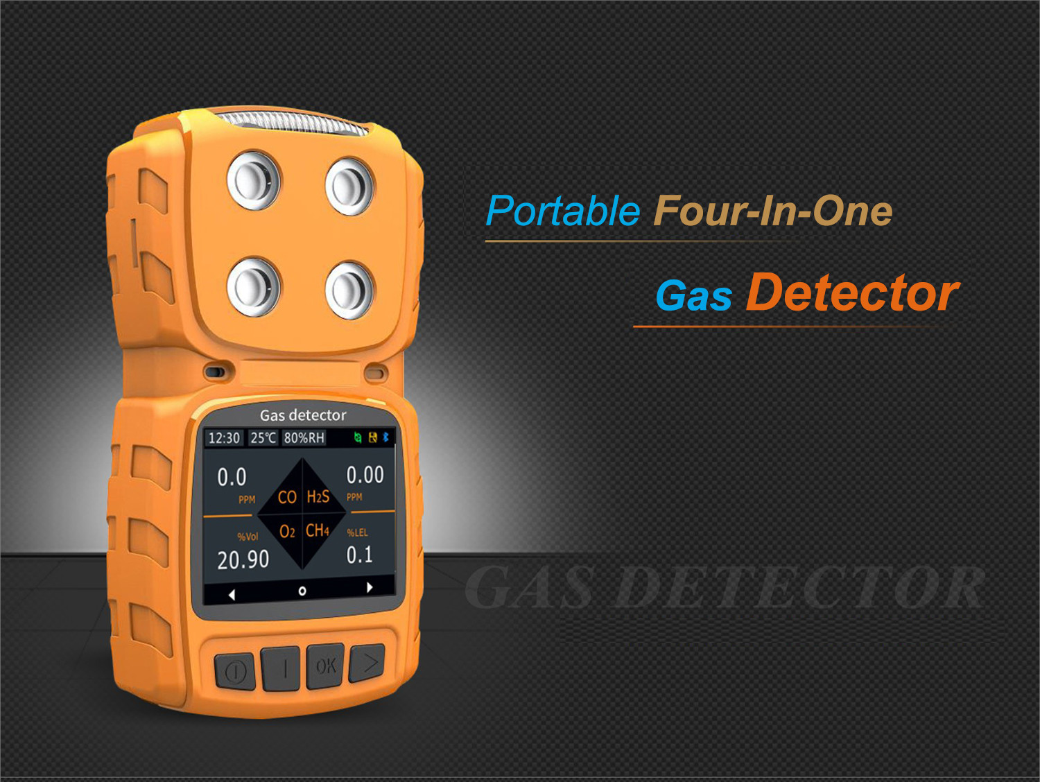 Zetron 4 In 1 Portable Multi Gas Detector H2S O2 CO EX IP65 200g Compact Easy operate