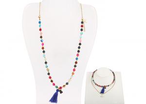 China Polished Gemstone Beaded Necklaces Unisex Natural Gemstone Jewelry With Tassel wholesale