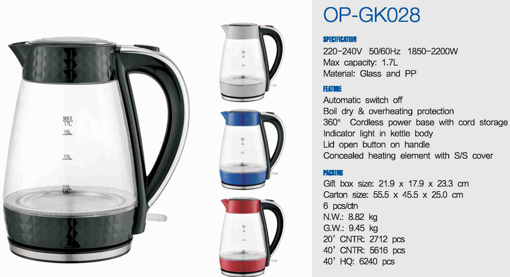 Convenient Electric Water Kettle with 360 Degree Rotational Base 50/60Hz Rate