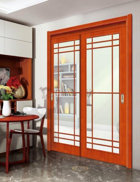 Customized Sliding Open Door Solid Wood Glass Sliding Door Classic Interior