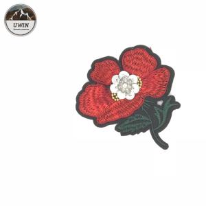 China Hand-made Fabric Embroidery Patches,Red Rose Embroidery Patch#C10003 wholesale