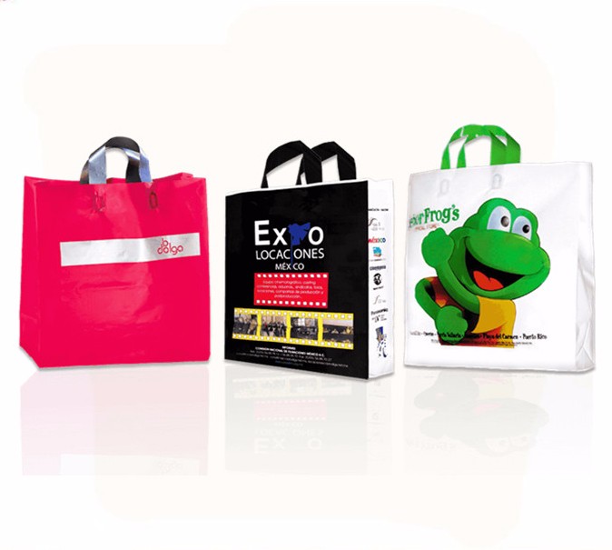 Hand Reinforced recycled disposable Customized Printing Logo Plastic shopping Die Cut Bag