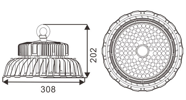 Energy Saving Led High Bay Lighting High Power Luminaire 200W 50000 Hours Lifespan