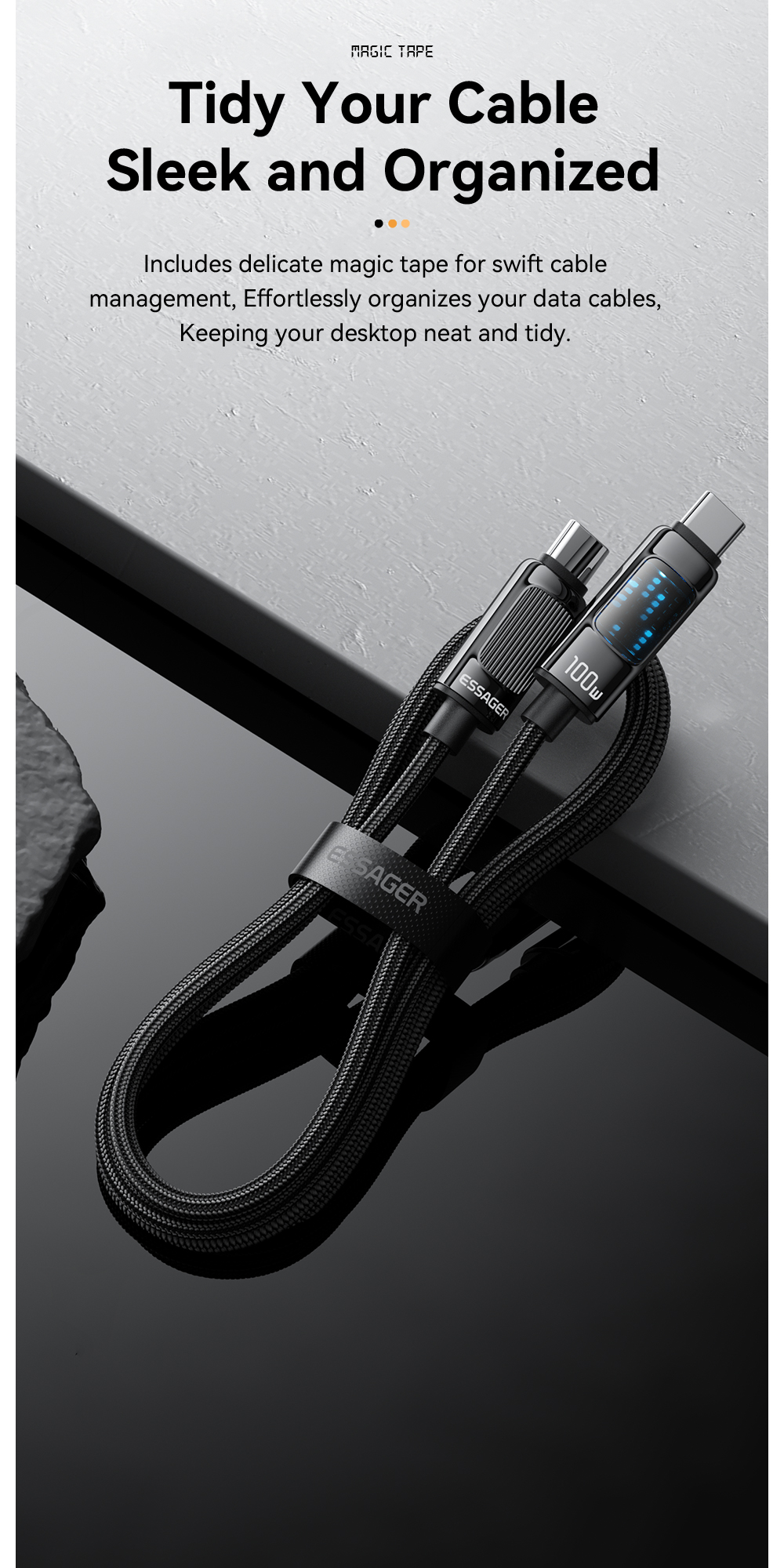 ESSAGER ES-X58 Series 100W PD Type C Cable USB C to USB C