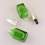 15ml 30ml 50ml Unique Green Square Glass Bottle Cosmetic Oil Glass Dropper