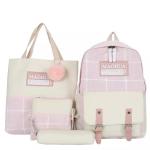 Women Travel Backpack Sets 4pc Sturdy Laptop Backpack Teens Canvas