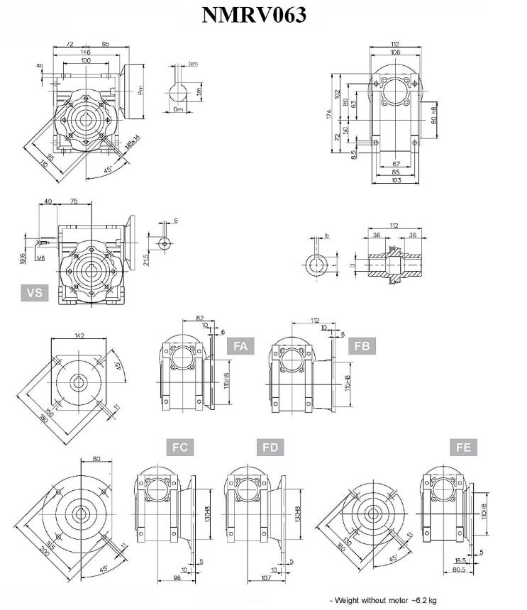 Aluminium Alloy Nmrv63 Worm Gearbox For Small Turbine Car Washer