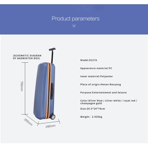 PC ABS Unisex Custom Zipper 2 Wheels Badminton Storage Bag Professional Waterproof Hard Shell Trolley Suitcases Luggage