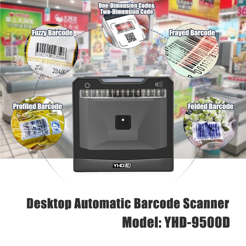 Black Hands Free 2D Barcode Scanner Omnidirectional For Retail Store Supermarket