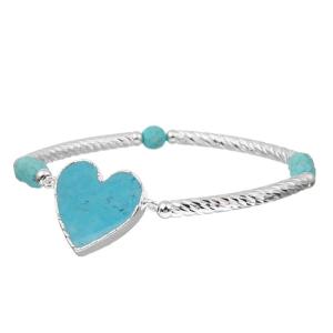 China Natural Turquoise Anxiety Relief Bracelet Love Heart Shaped Mental Health Gift wholesale