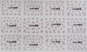 China Nail Art Stickers,Nail Art Decals, Water Slide Nail Stickers, (TJ01-12 pink silver) wholesale