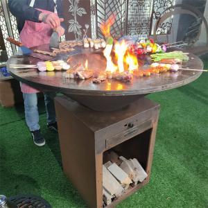 China Rusty Corten Steel Grill 3.4ft Wood Burning Barbecue Pits wholesale