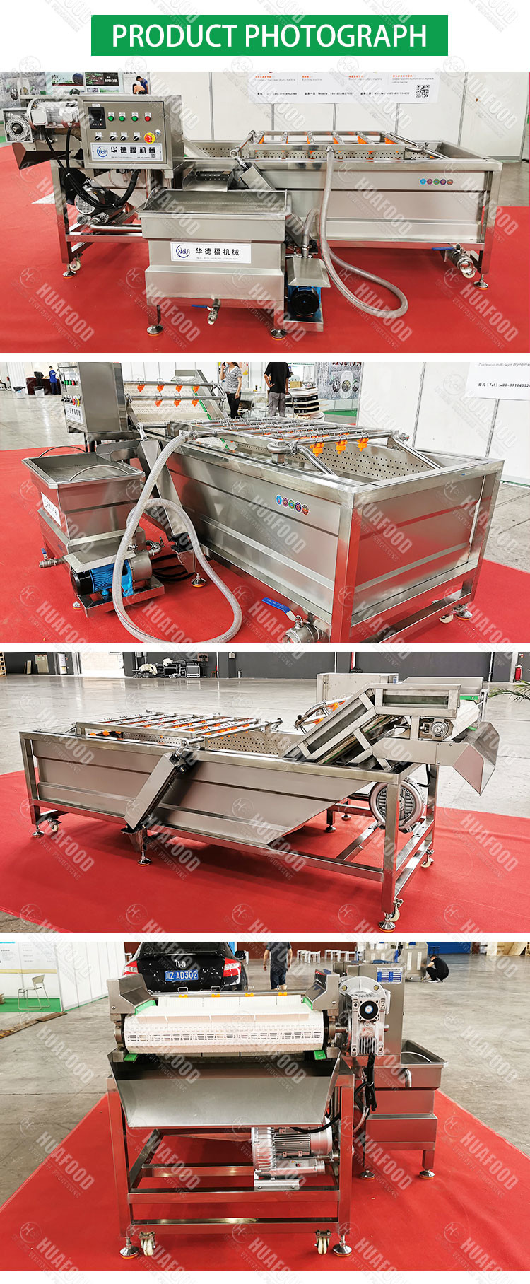 500kg/h Grape Washing And Drying Machine SUS 304 Stainless Steel