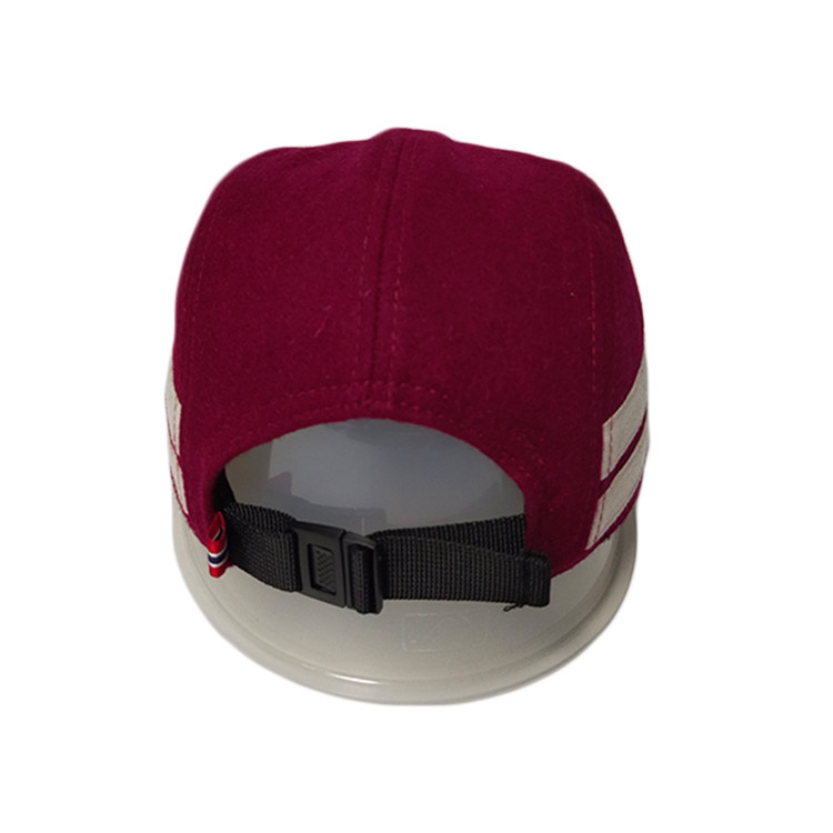 Fashion Custom Wool 5 Panel Camper Hat For Children Red Color 56-62CM