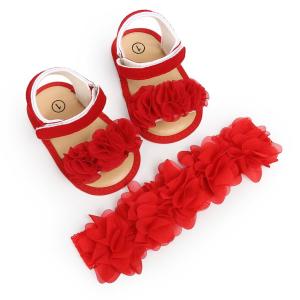 China New style Lace flower hairpin lovely Princess barefoot baby girl sandals wholesale