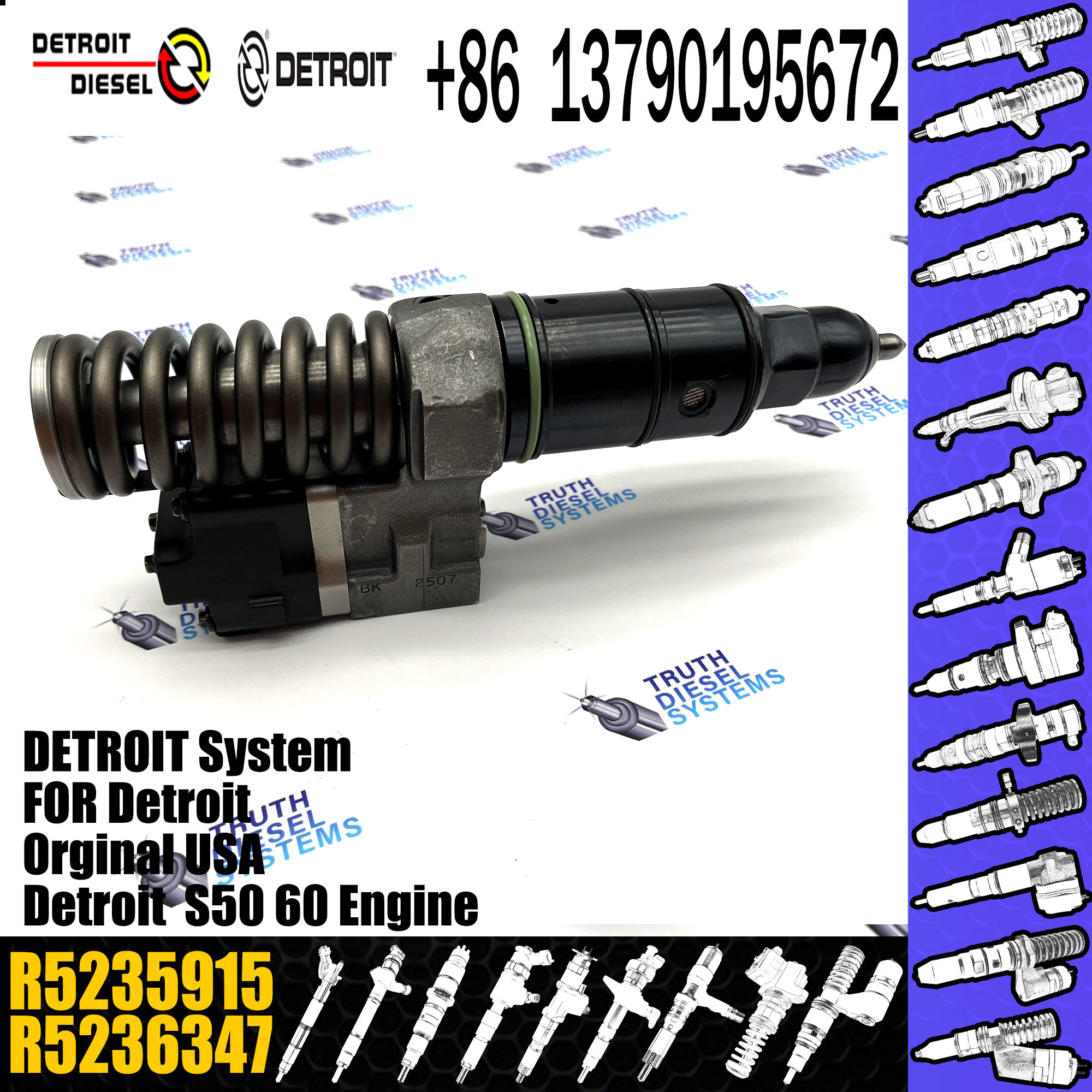 R5235915 Diesel Fuel Injector High Speed Steel With Detroit S60 Engine