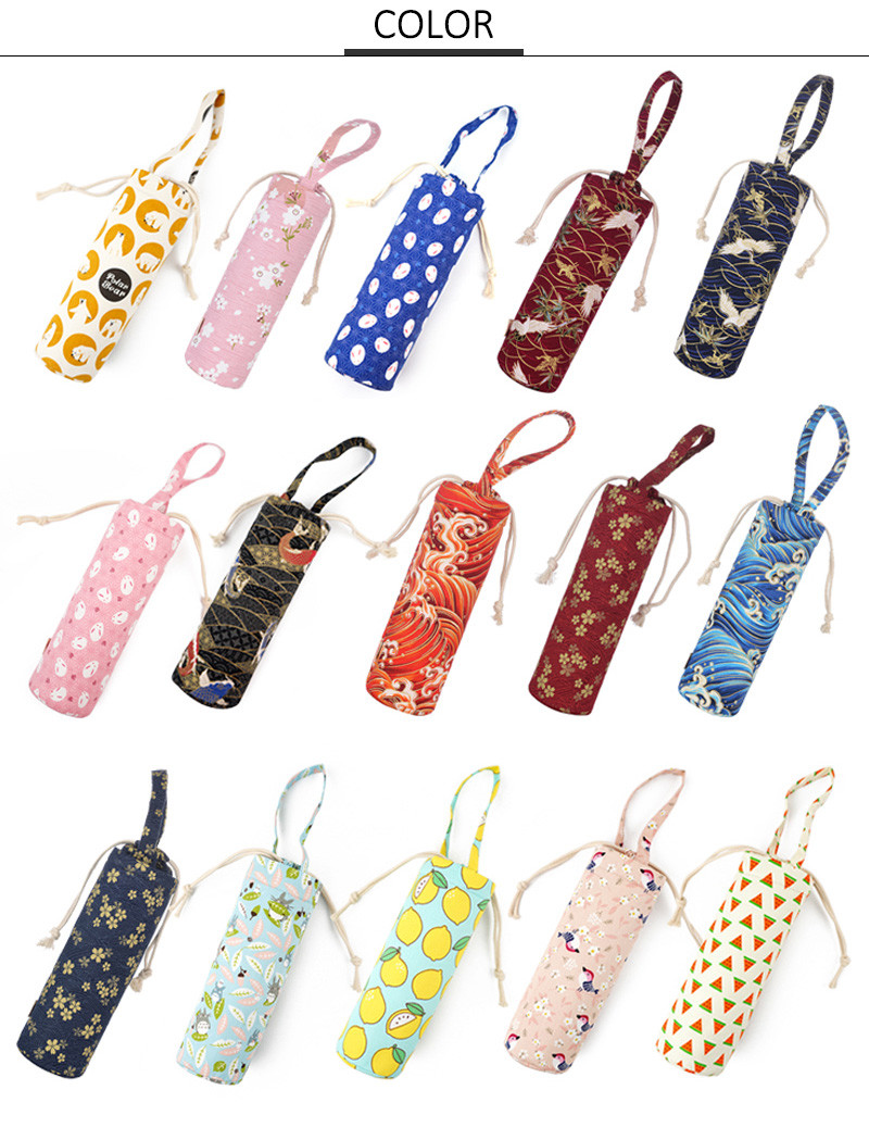 Portable Drawstring Cotton Insulated Bottle Sleeve
