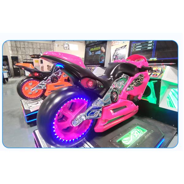 Side view of motorcycle racing arcade machine