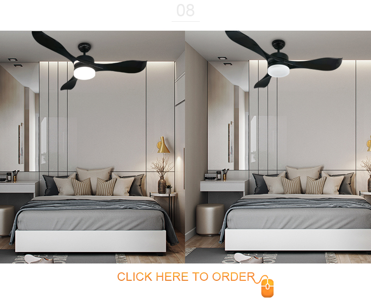 Energy Saving 1stshine Black ABS Blades Ceiling Fans with LED Lights and Remote Control 2-