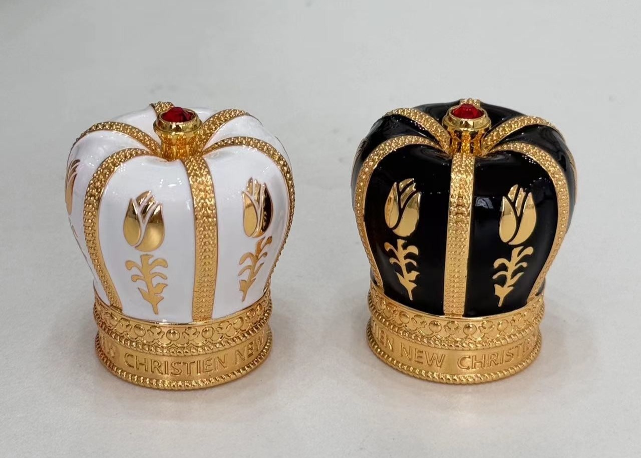 Exquisite Black / Gold Diamond Zamak Perfume Caps For Standard Bottle Necks