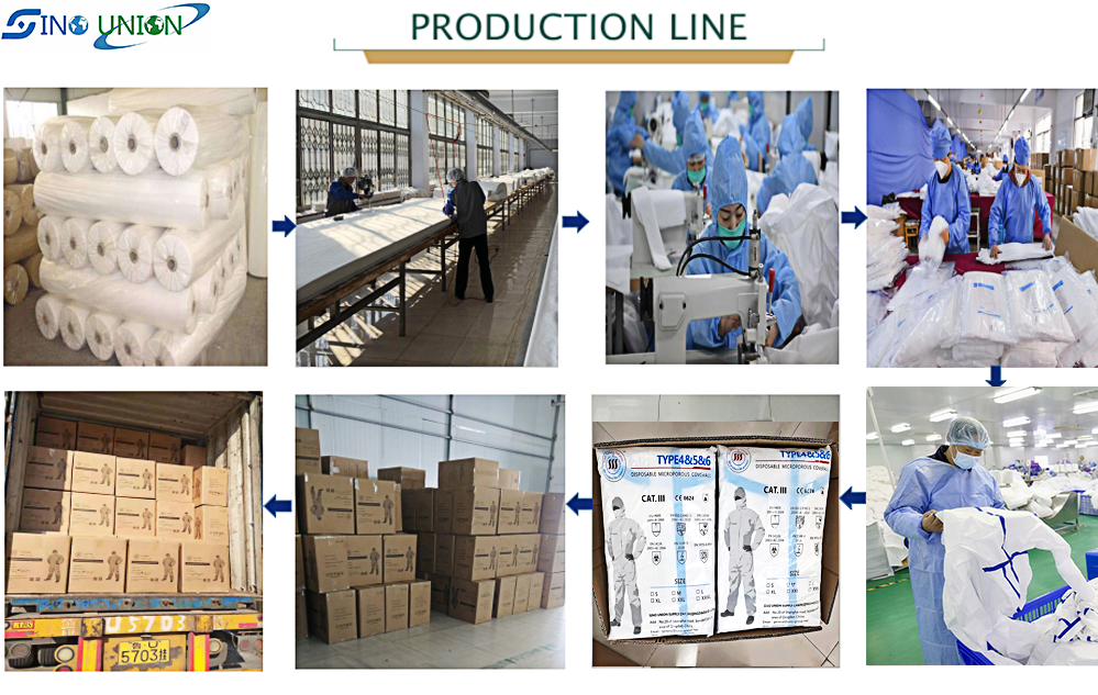 En14126 Microporous SF Overall Protective Clothing PP PE Laminated Full Body Gown
